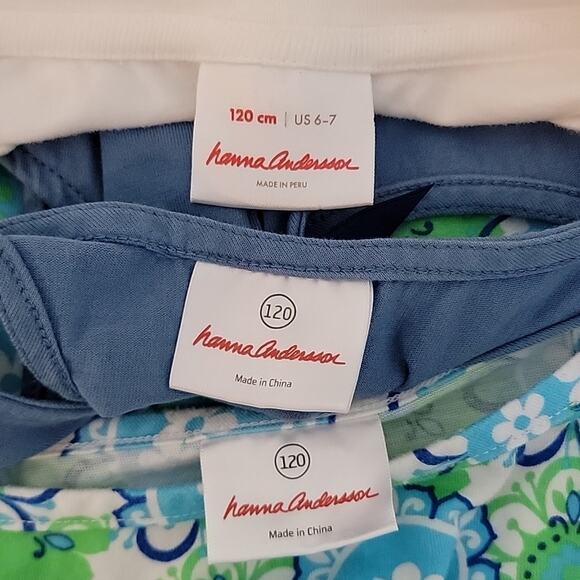 Hanna Andersson Girl's Summer Bundle Green Blue Dress Shirt Tank Size 6-7 - Picture 12 of 16